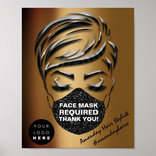 Face Mask Covering Required Covid Honey Gold Logo Poster