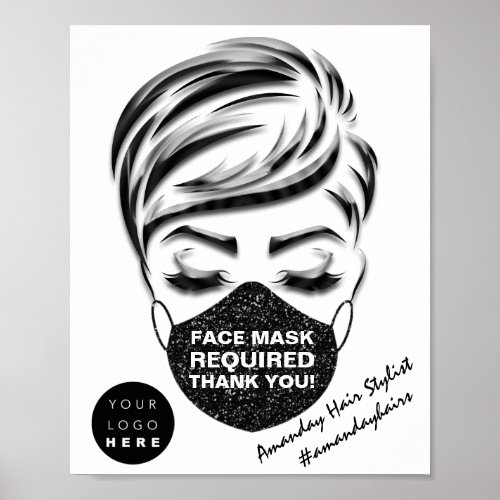 Face Mask Covering Required Covid Lash Custom Logo Poster