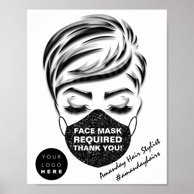 Face Mask Covering Required Covid Lash Custom Logo Poster (Front)
