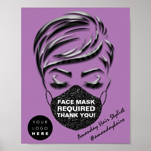 Face Mask Covering Required Covid Lash Custom Logo Poster