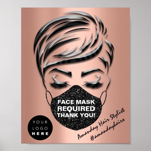 Face Mask Covering Required Covid Lash Custom Logo Poster