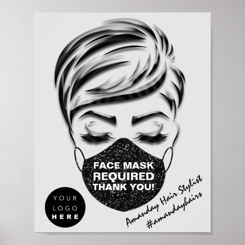 Face Mask Covering Required Covid Lash Hairs Logo Poster