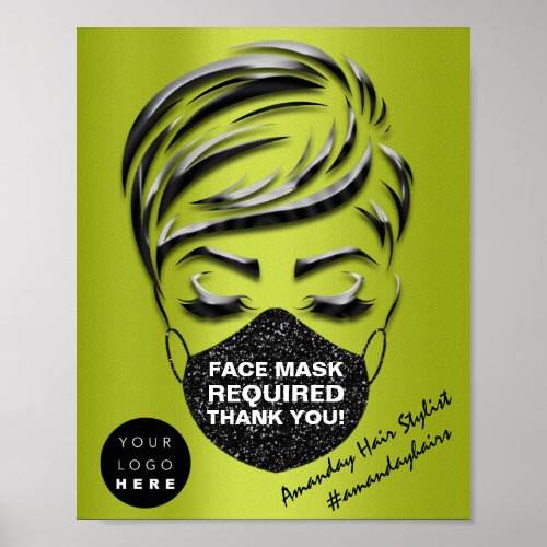 Face Mask Covering Required Covid Mint Custom Logo Poster