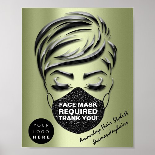 Face Mask Covering Required Covid Mint Custom Logo Poster