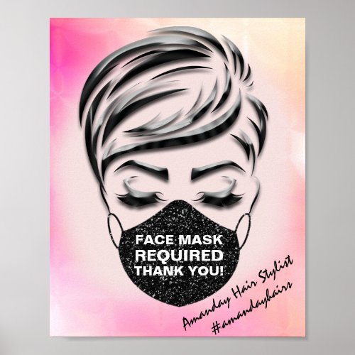 Face Mask Covering Required Covid Pink Blush Poster