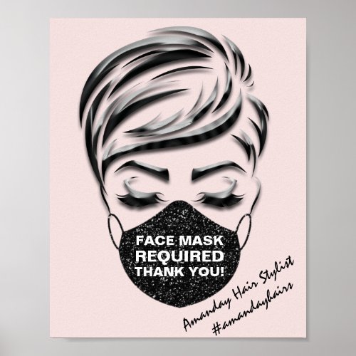 Face Mask Covering Required Covid Pink Lashes Poster