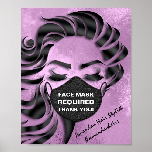 Face Mask Covering Required Covid Purple Berry Poster