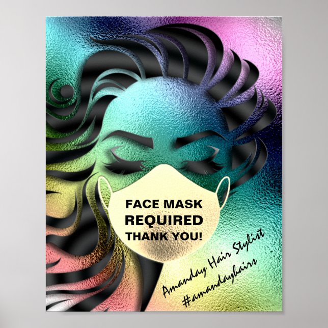 Face Mask Covering Required Covid Rainbow VIP Poster (Front)