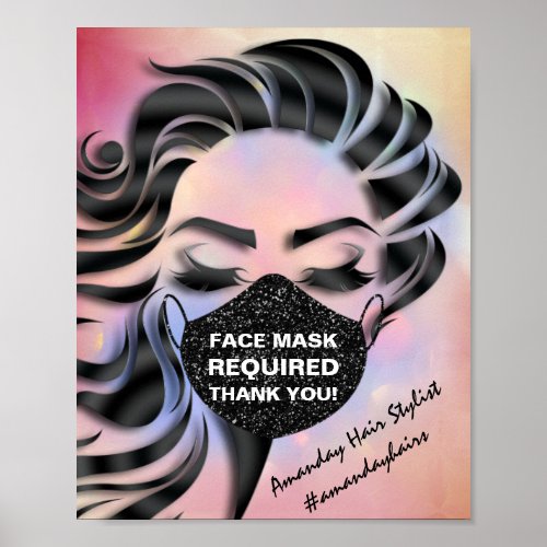 Face Mask Covering Required Covid Rose Blush Poster