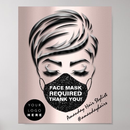 Face Mask Covering Required Covid Rose Custom Logo Poster