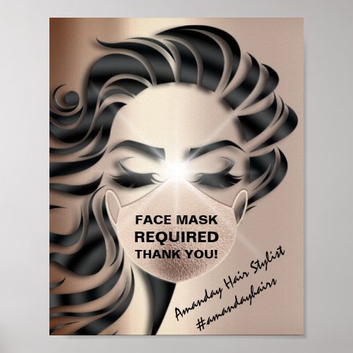 Face Mask Covering Required Covid Rose Gold Poster