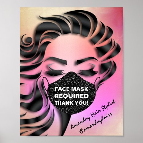 Face Mask Covering Required Covid Rose Pink Poster