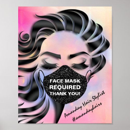 Face Mask Covering Required Covid Rose Pink Poster