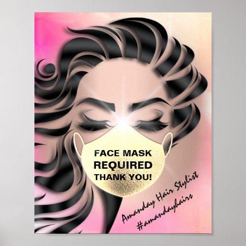 Face Mask Covering Required Covid Spark Gold Poster