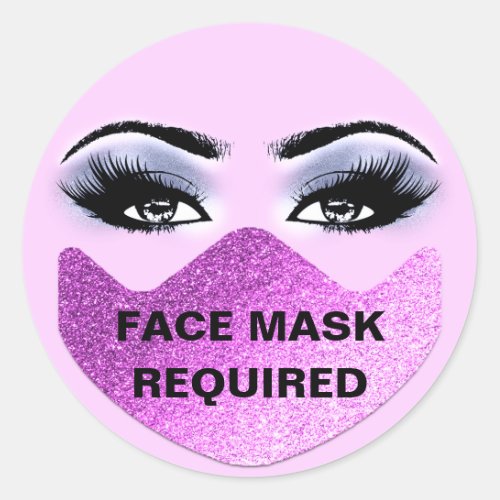 Face Mask Covering Required Hair Studio Lash Nails Classic Round Sticker
