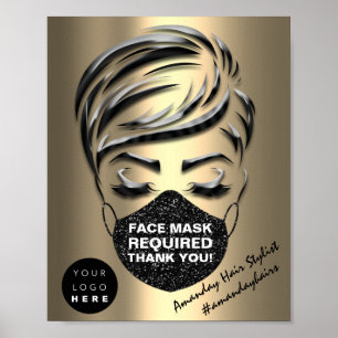 Face Mask Covering Required Hair Style Custom Logo Poster
