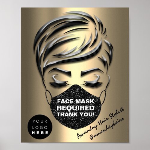 Face Mask Covering Required Hair Style Custom Logo Poster