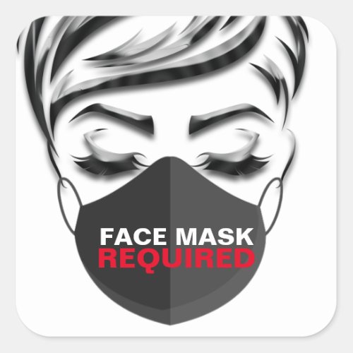 Face Mask Covering Required HairstyleStudio Lash Square Sticker