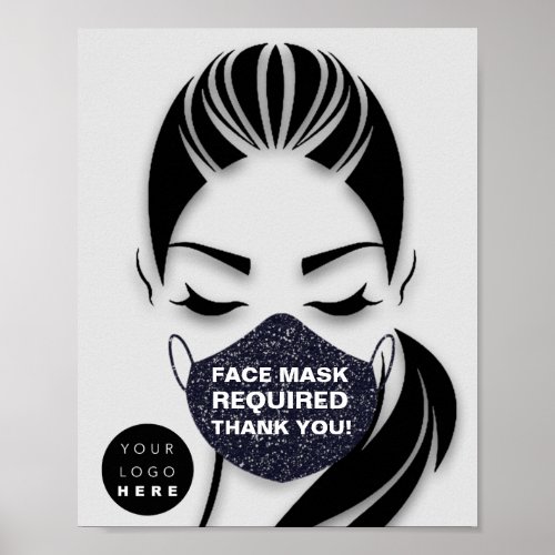 Face Mask Covering Required Logo Gray Lashes Poster