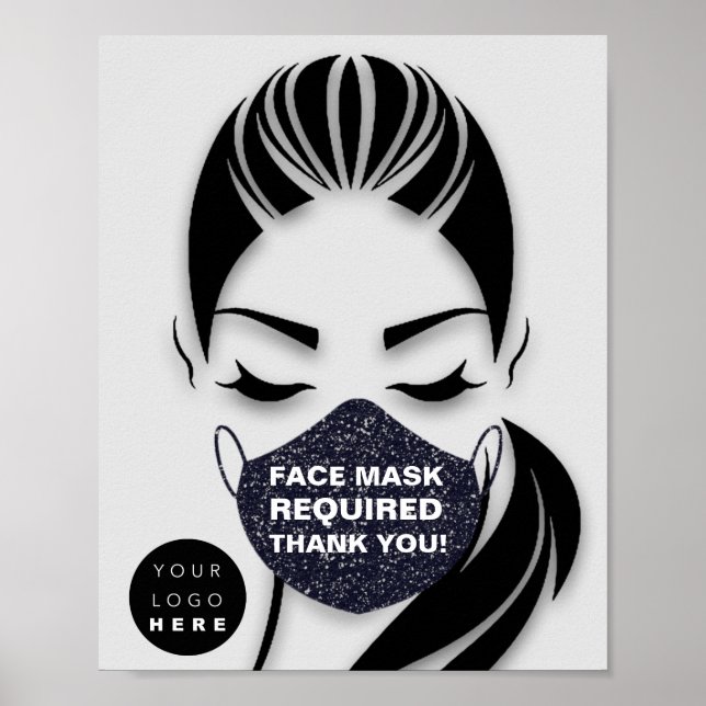 Face Mask Covering Required Logo Gray Lashes Poster (Front)