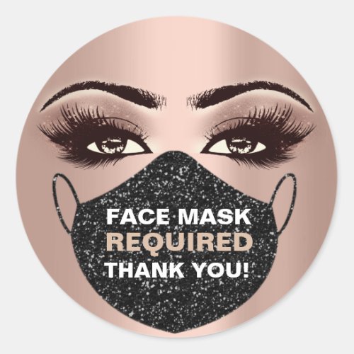 Face Mask Covering Required Makeup Lash Covid Wax Classic Round Sticker