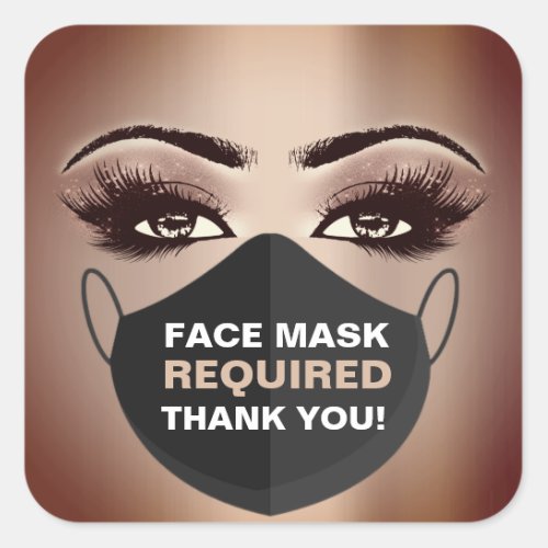 Face Mask Covering Required Makeup Lashes Covid Square Sticker