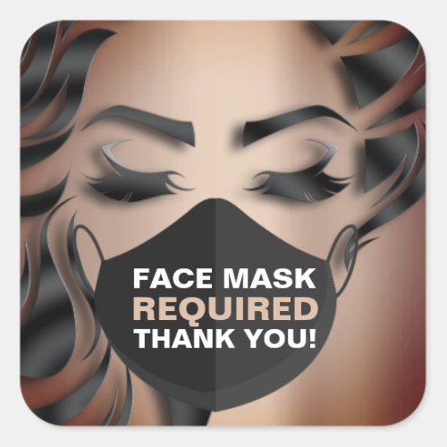 Face Mask Covering Required Makeup Rose Covid Square Sticker