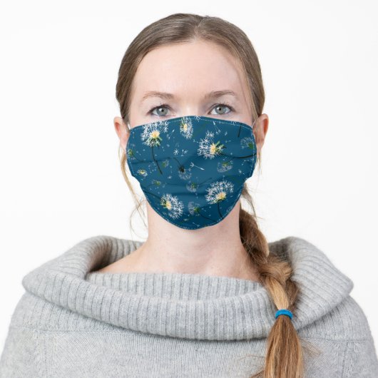 Face Mask Dandelion, pustard blue (Worn)