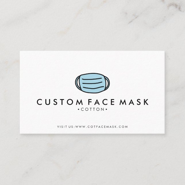 Face Mask Designer Blue Business Card (Front)