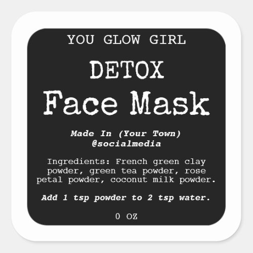 Face Mask Detox Powder Product Labels