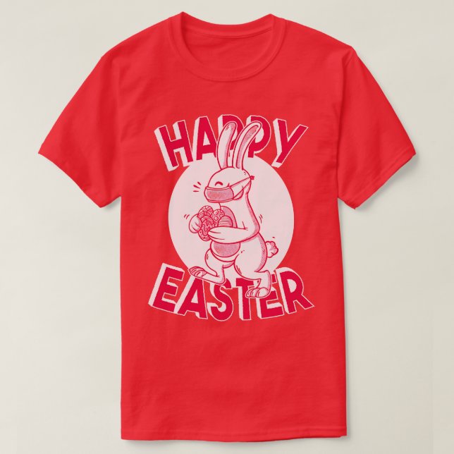 Face Mask Easter Bunny  T-Shirt (Design Front)
