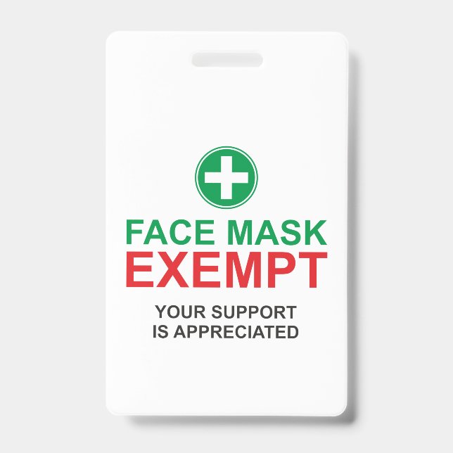 Face Mask Exempt Badge (Front)