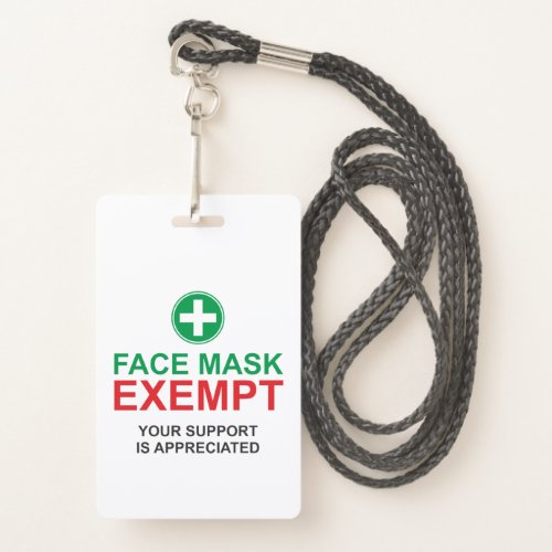 Face Mask Exempt Badge