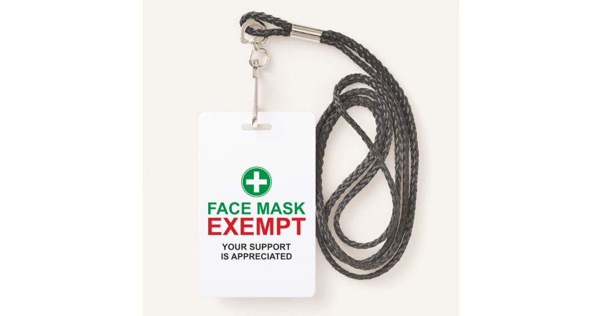 Face Mask Exempt Badge Zazzle