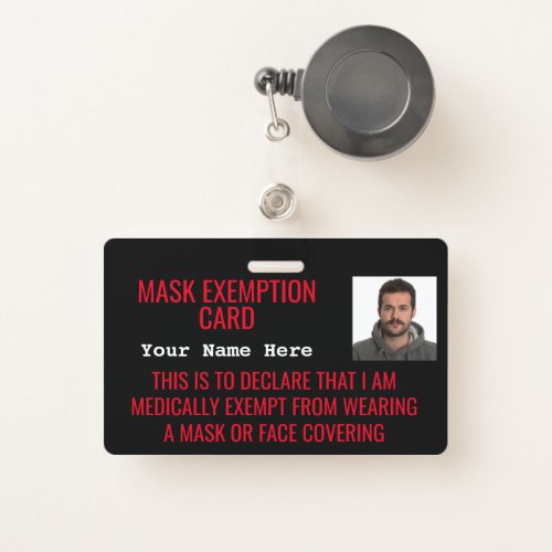 Face Mask Exemption Card ID Badge