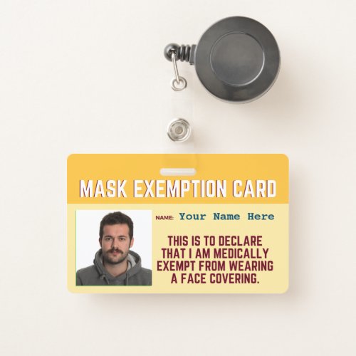 Face Mask Exemption Card ID Badge