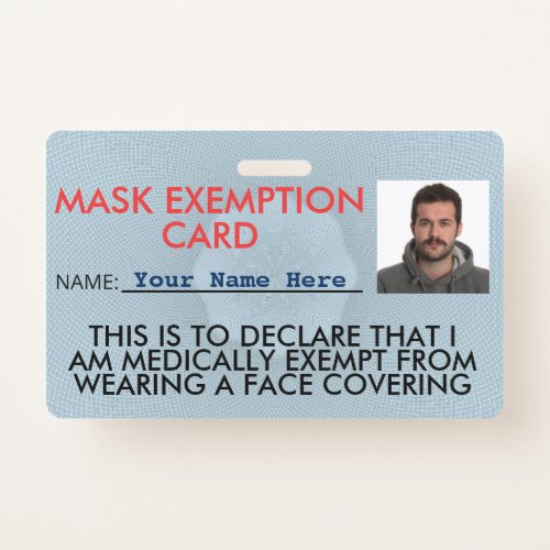 Face Mask Exemption Card ID Badge