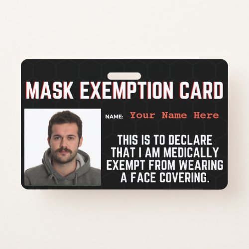 Face Mask Exemption Card ID Badge