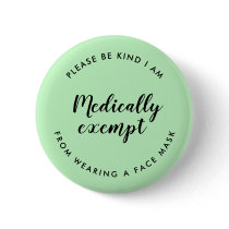 Face Mask Exemption | Mint Green Covid-19 Exempt Button