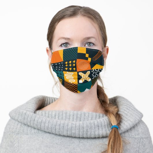 Face Mask Geometric Shapes Modern Math Pattern (Worn)