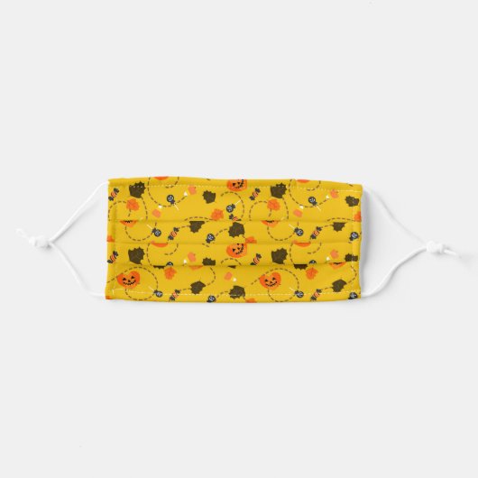 Face Mask Halloween Costume Pumpkin Maple Leaves (Front, Folded)