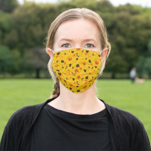 Face Mask Halloween Costume Pumpkin Maple Leaves (Outside)