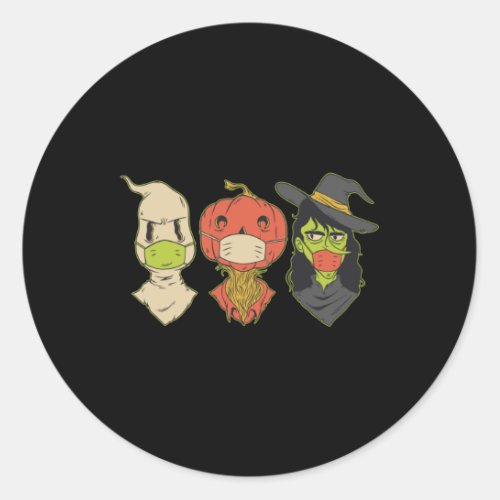 Face Mask Halloween Creatures Classic Round Sticker