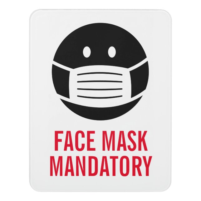 Face Mask mandatory required icon custom Door Sign (Contemporary Vert)