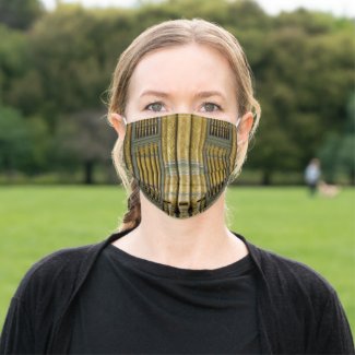 Face mask of green and gold organ pipes