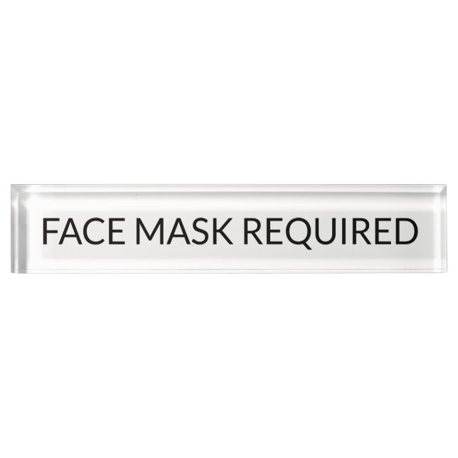 Face Mask Required black and white simple Desk Name Plate (Front)
