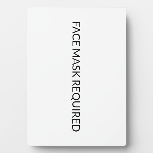 Face Mask Required black and white simple sign Plaque