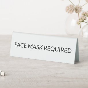 Face Mask Required black and white simple Table Tent