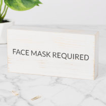 Face Mask Required black and white simple Wooden Box Sign