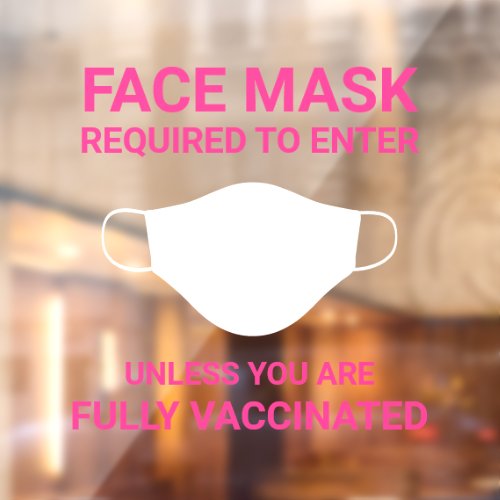 Face Mask Required Bright Pink Sign Window Decal